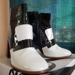 TOPSHOP Black and White Ankle Boots Heels